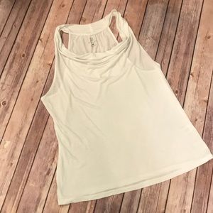 {NY&CO} White Racerback Cowl Neck Tank Top
